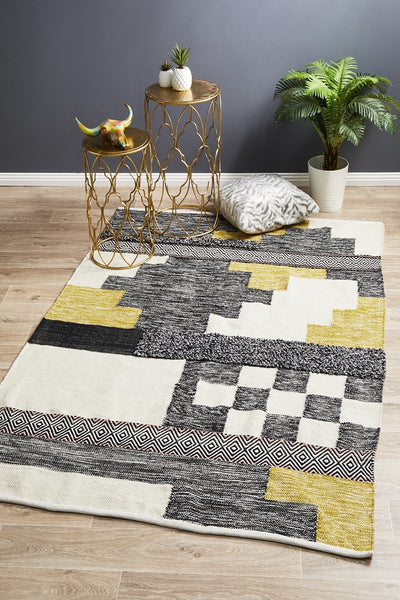 Orla Geometric Neutral Chenille Rug