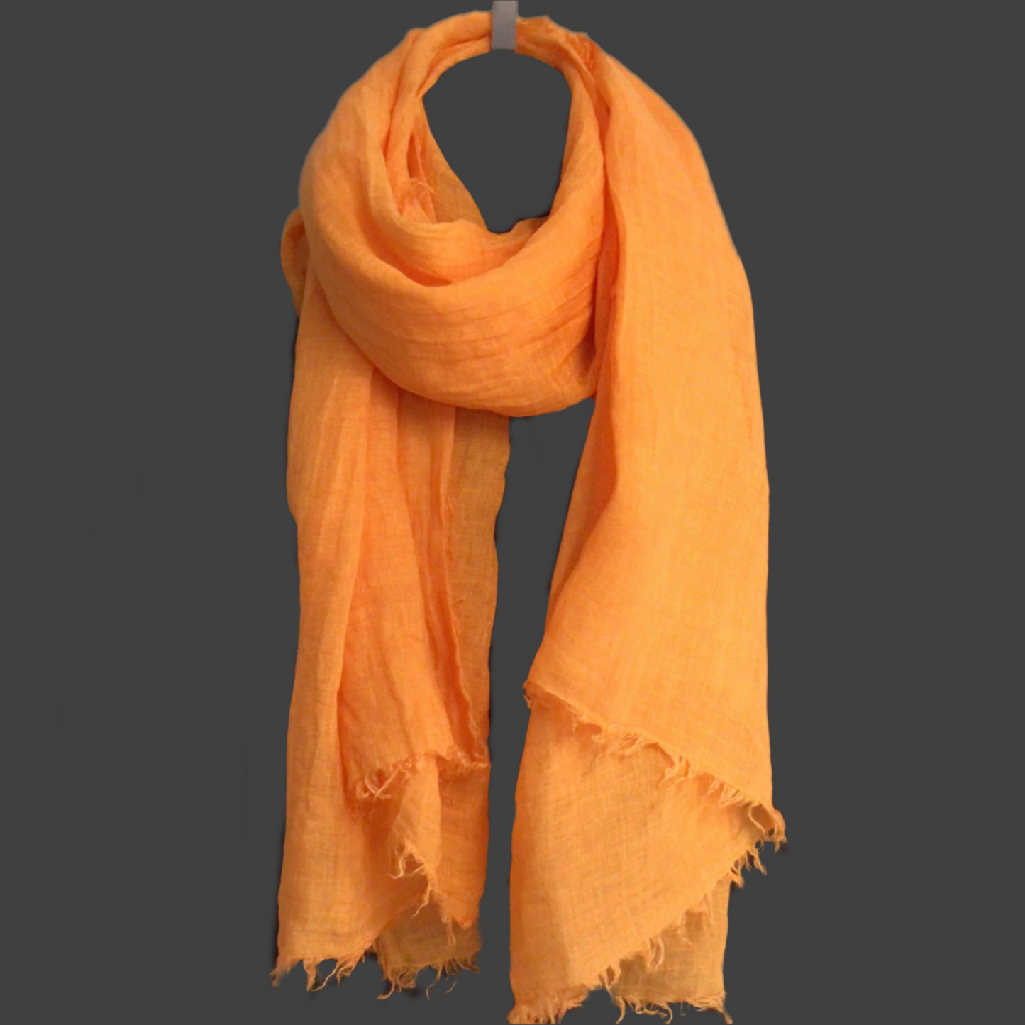 This scarf is divine, beautiful clear mango colour works a treat, with greys, blacks, navy or florals.