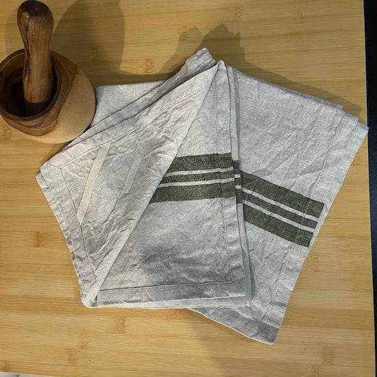 T TOWEL Green Stripe