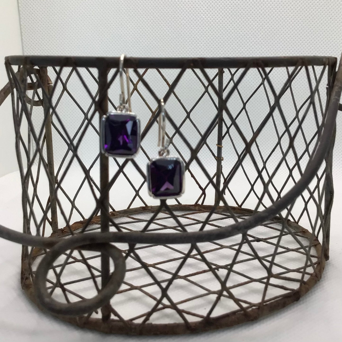 Solid Square Amethyst Earrings