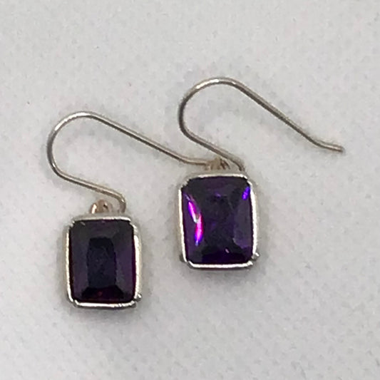 Solid Square Amethyst Earrings