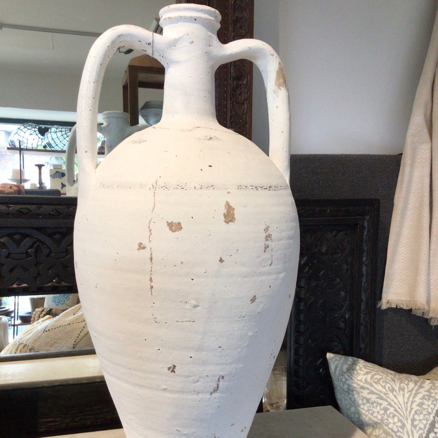 This beautiful tall Turkish  Amphora Pot looks beautiful inside or outside.