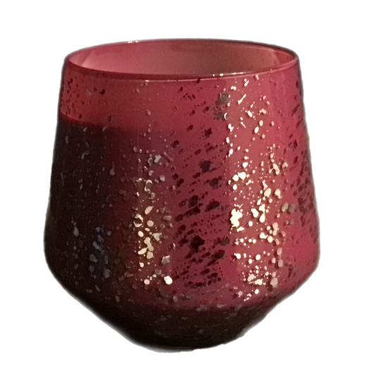 Rawluxe Candle Hand Blown Italian Glass in Fuchsia/Silver speckle